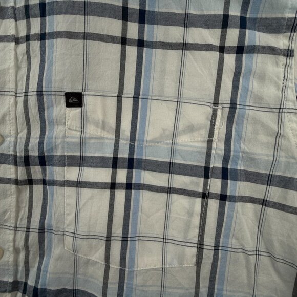 Quiksilver Quicksilver Button Up Men Short Sleeve Blue Plaid Large Cotton Blend - Picture 9 of 16